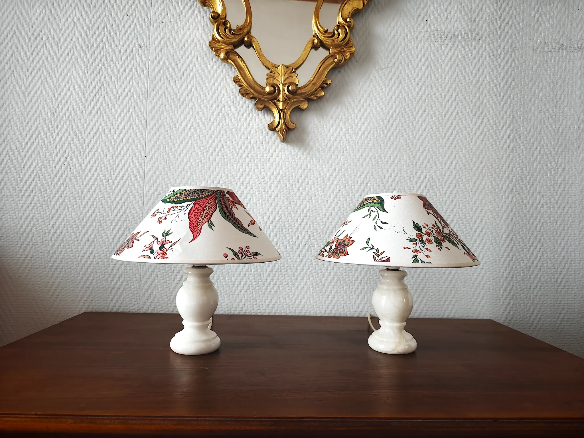 Pair of vintage alabaster lamps