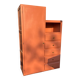 Asymmetrical vintage wardrobe painted in terracotta.
