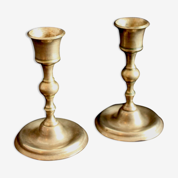 Pair of brass candle holders