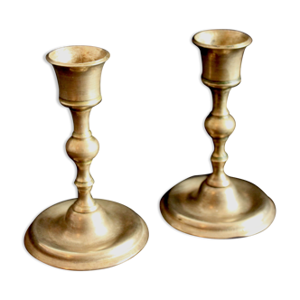 Pair of brass candle holders