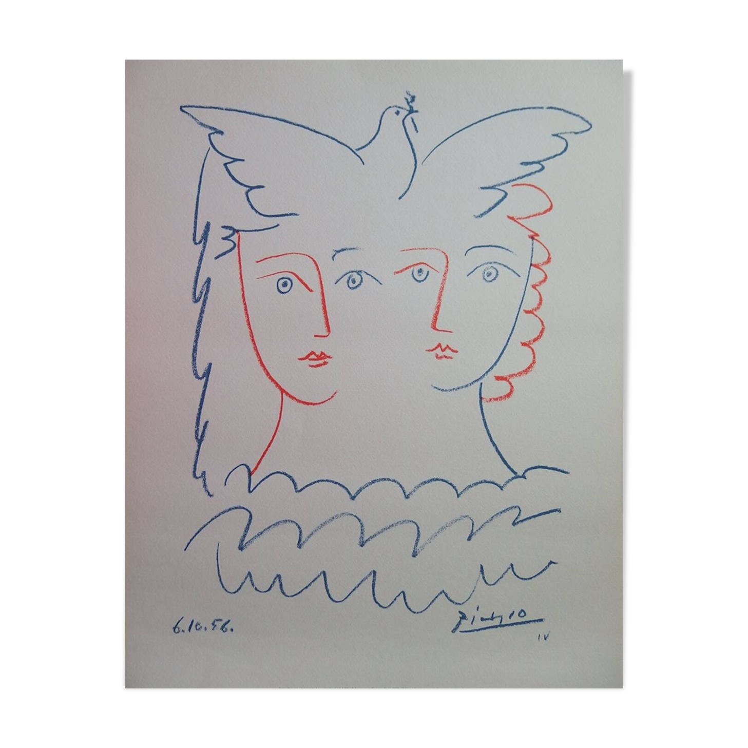 Pablo Picasso: Couple with a Dove - Signed Lithograph