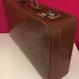 Set 2 vintage suitcases in vulcanized fiber and leather