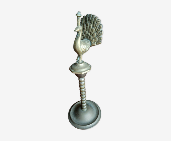 Bougeoir paon en laiton 26 cm