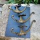 3 vintage Italian baroque brass coat hooks