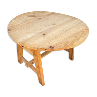 Round Table with Rustic Flaps and 2 Drawers