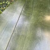 Large vintage oval drop leaf table in green lacquered bamboo rattan 158/106
