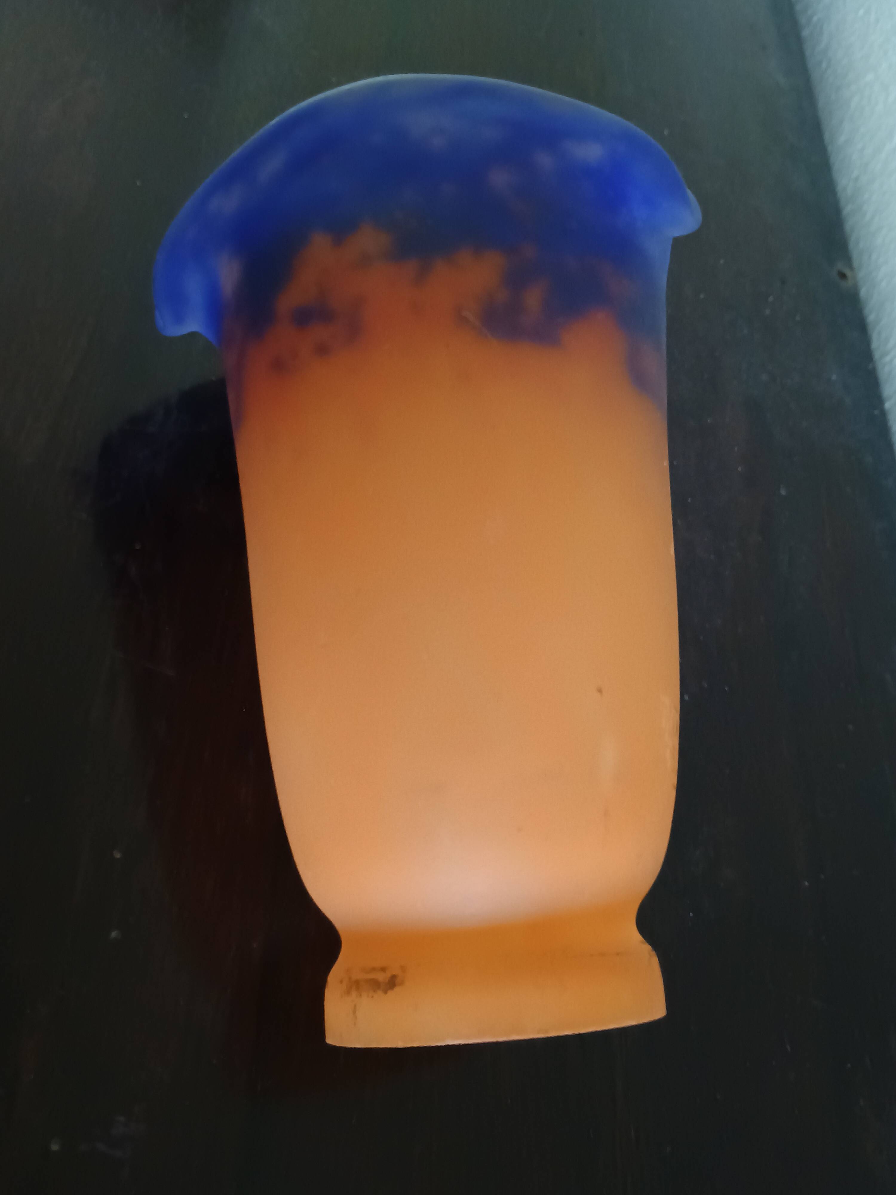 Muller Freres Luneville - Tulip Corolla Orange-Violet Marbled Glass