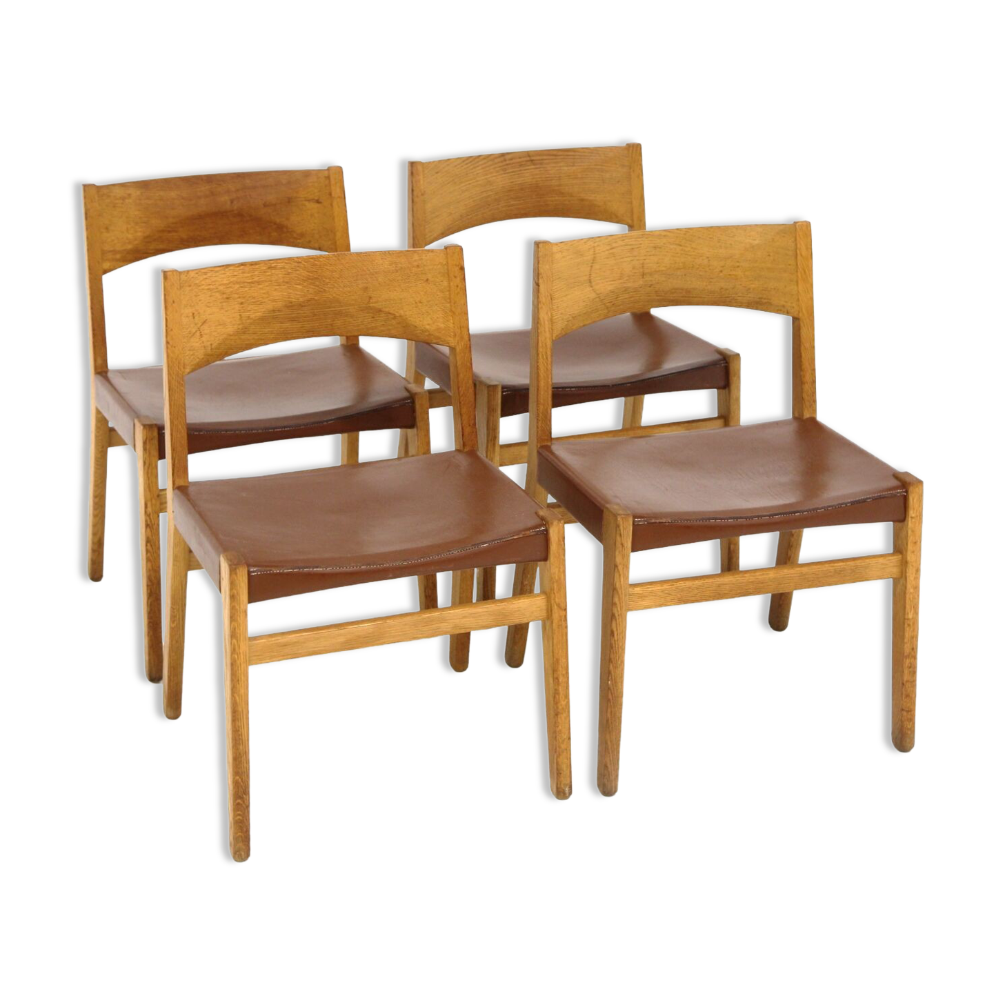 Set de 4 chaises en cuir, John Vedel-Rieper, Erhard Rasmussen, Danemark, 1960