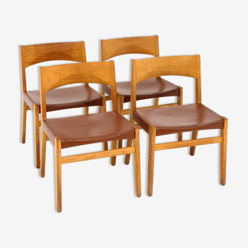 Set de 4 chaises en cuir, John Vedel-Rieper, Erhard Rasmussen, Danemark, 1960