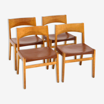 Set of 4 leather chairs, John Vedel-Rieper, Erhard Rasmussen, Denmark, 1960