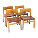 Set de 4 chaises en cuir, John Vedel-Rieper, Erhard Rasmussen, Danemark, 1960