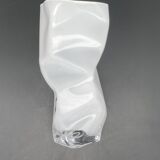White tinted glass vase with crumpled effect