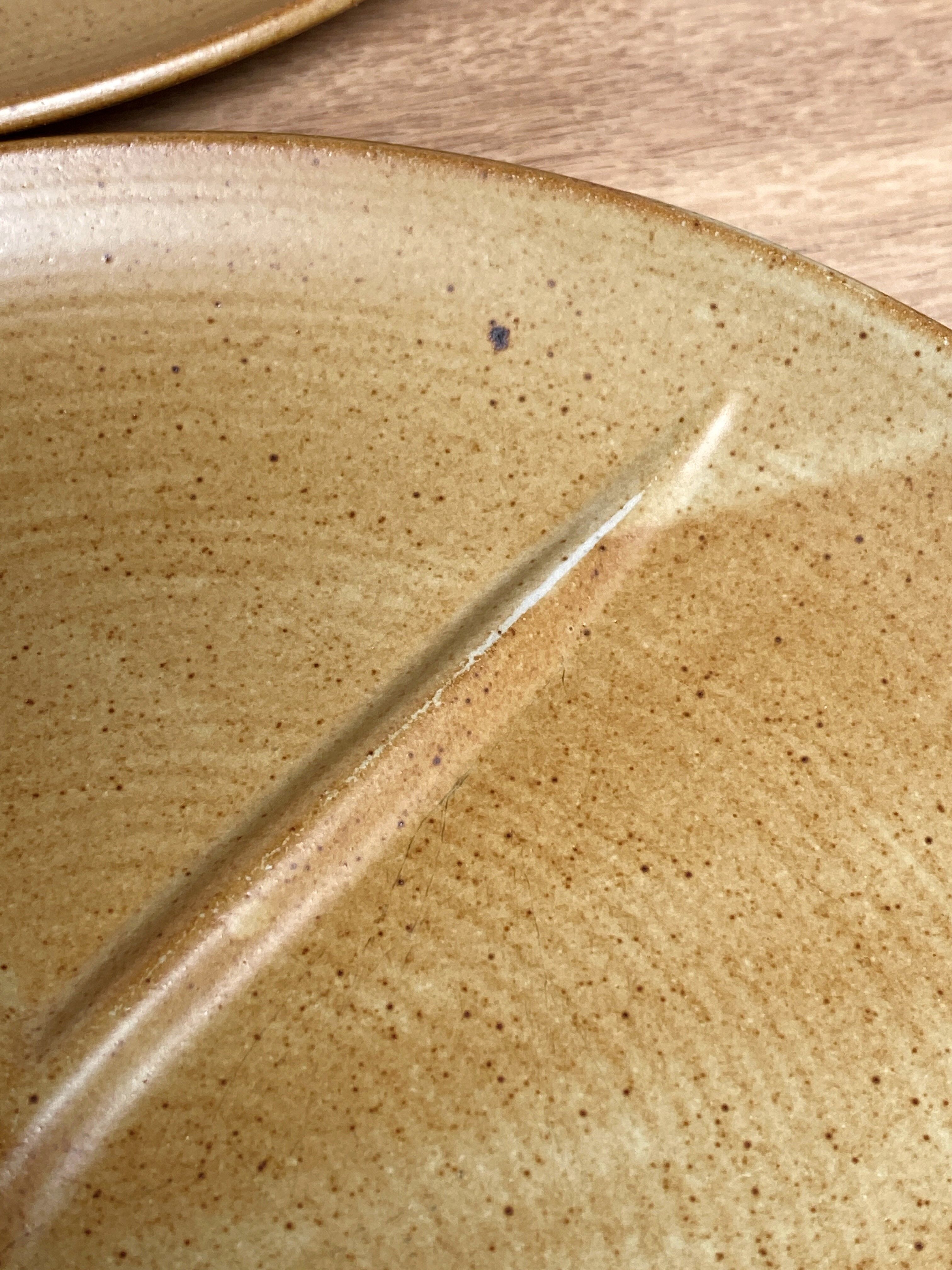 Set of 6 CNP Village stoneware fondue plates