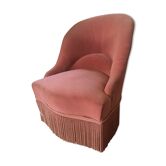 Fauteuil crapaud en velours rose