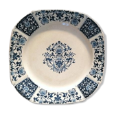 Square plate gien model ibis blue, earthenware old iron earth