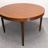 Scandinavian round extendable teak table, 60s-70s