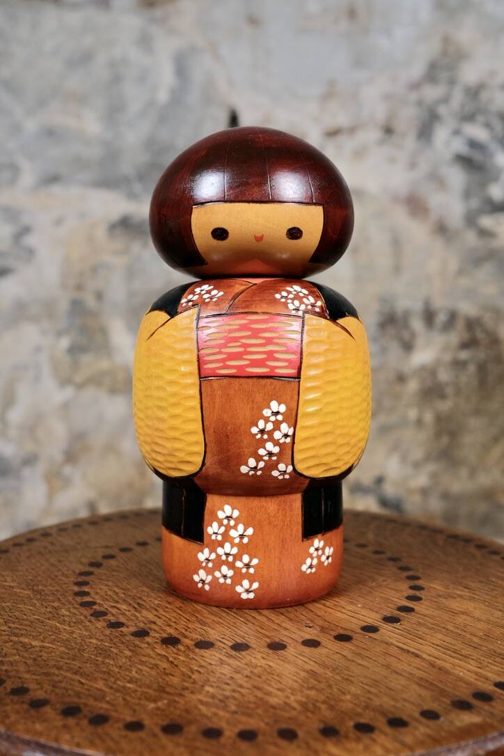 Sosaku Kokeshi colorée par Bitoku, Japon, 1970s