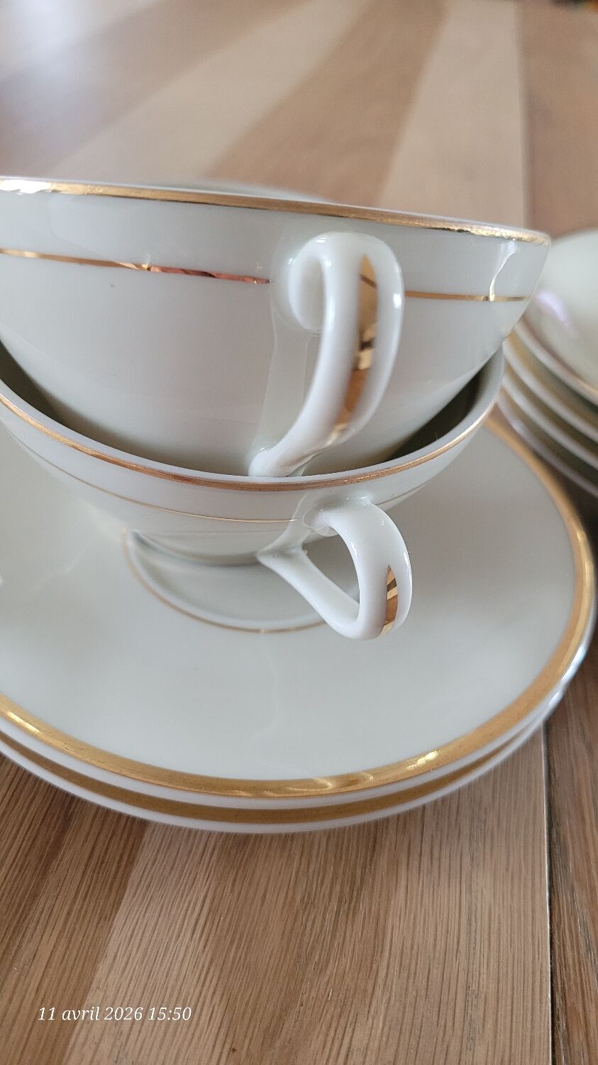 6 vintage Baudour Cerabel cups and saucers