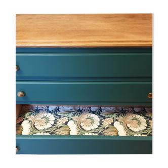 Vintage chest of drawers compass feet in solid oak