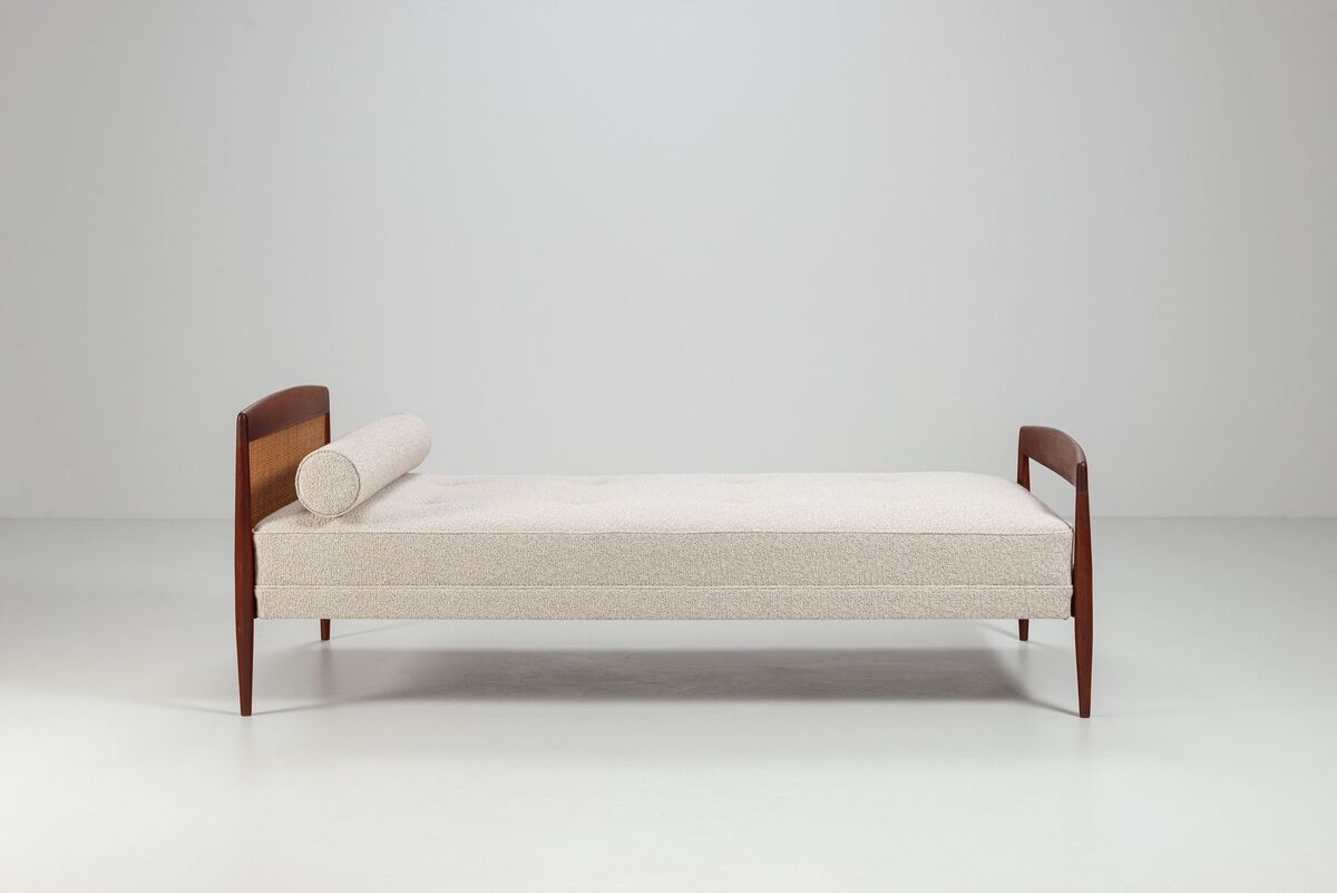 Scandinavian daybed in teak and cane Denmark 1960
