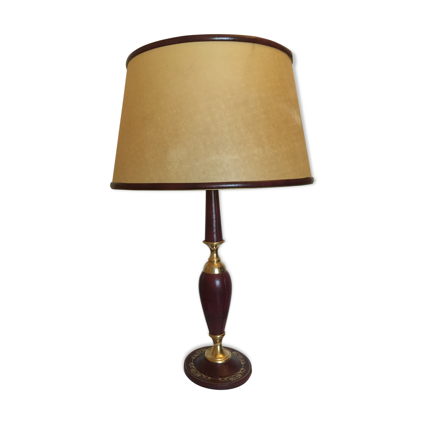 Leather-wrapped foot office or lounge lamp