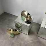Pair of brass and art deco glass wall lights SCE