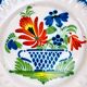 Set of 6 antique Auvillar plates – polychrome floral basket decoration