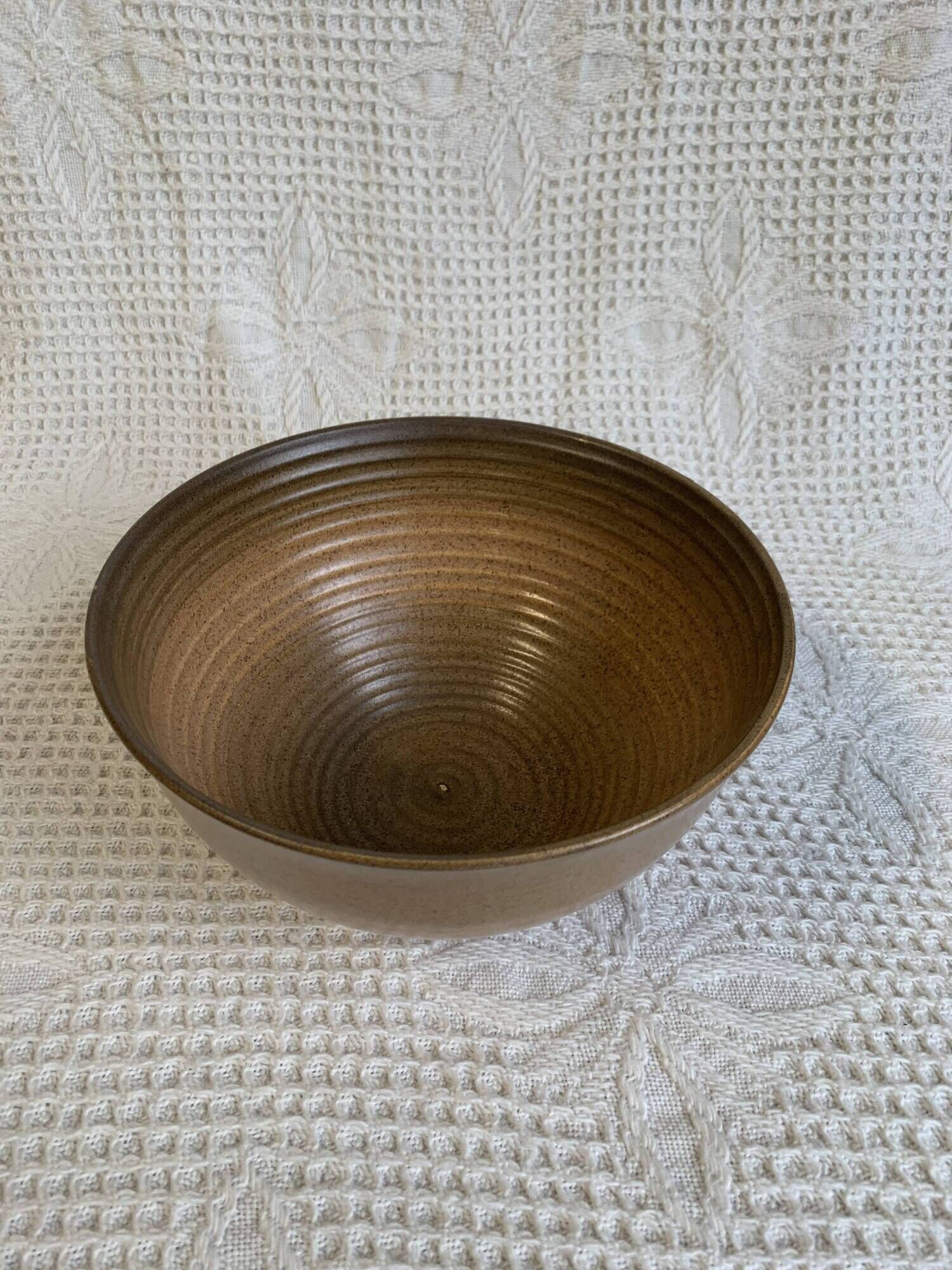 Large Longchamp glazed stoneware salad bowl, dating from the 1970s, in brown tones