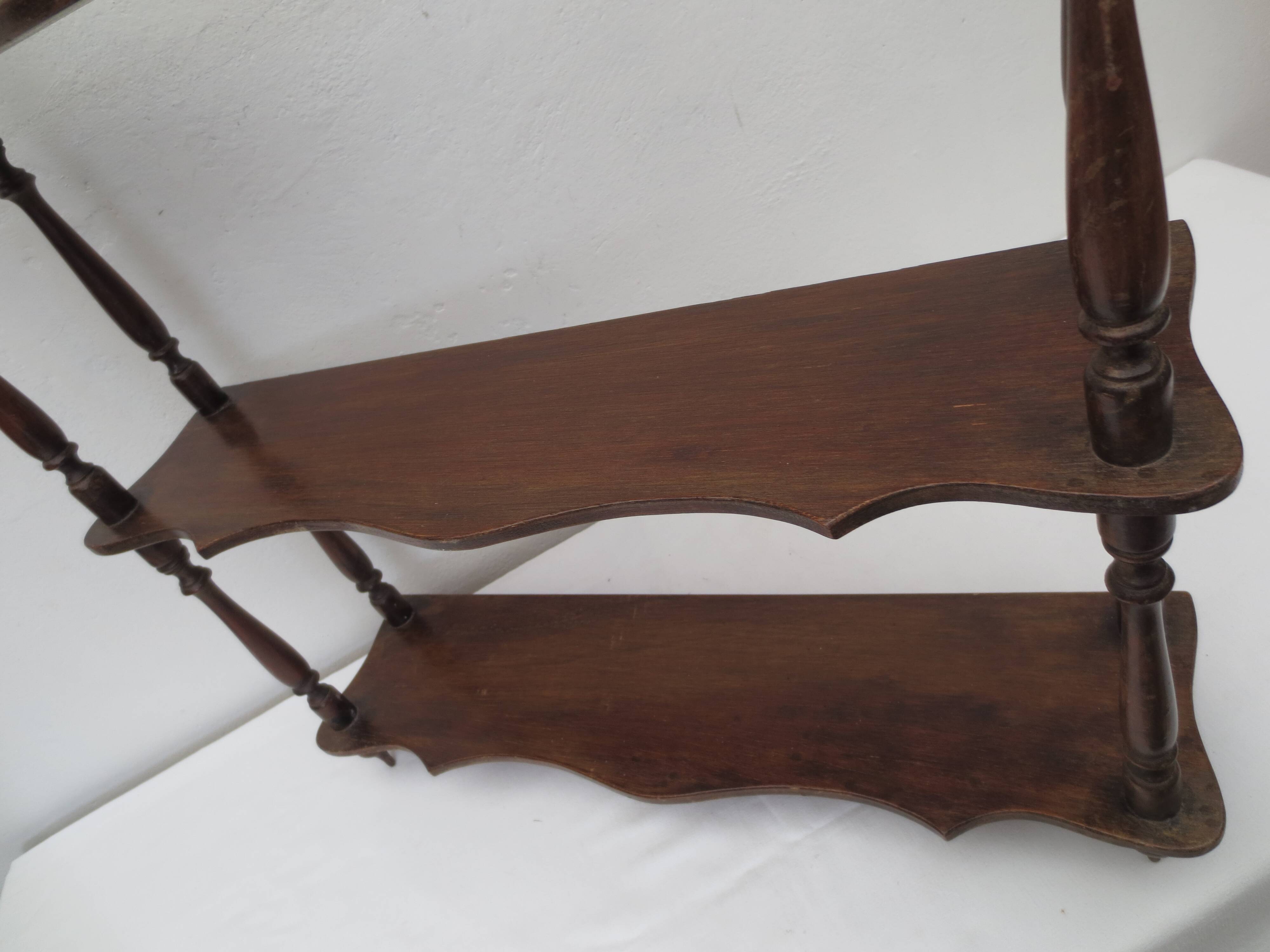 Old turned wood shelf, walnut color