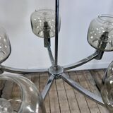 Vintage 70's chrome metal chandelier by Gaetano Sciolari
