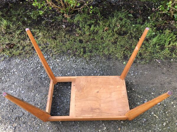 Table vintage portefeuille extensible en teck et hêtre.