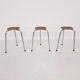 Set of 3 chrome stools with cognac leather seating, 1960's