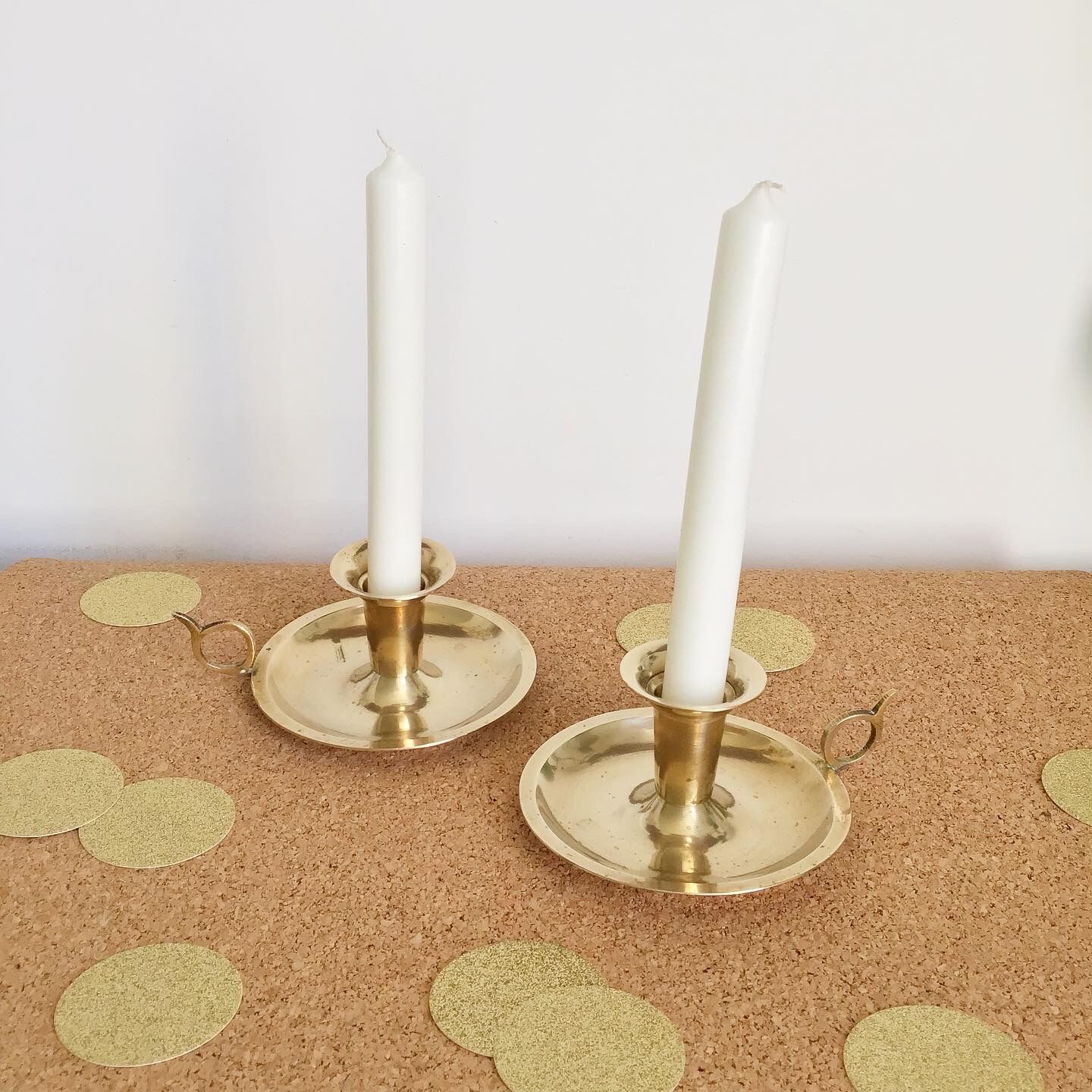 Lot de 2 bougeoirs en laiton vintage