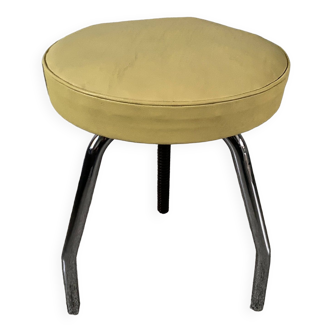 Tabouret à vis skaï jaune vintage