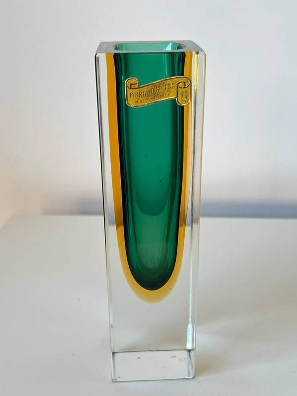 Vase sommerso en verre soufflé murano vintage - made in italy