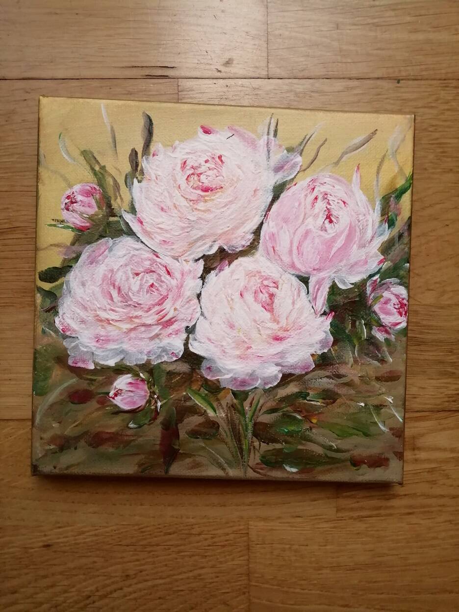Pink peony paintings