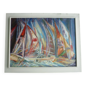 Huile sur toile Régate