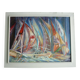 Huile sur toile Régate 71x56 par M. Vanbelle