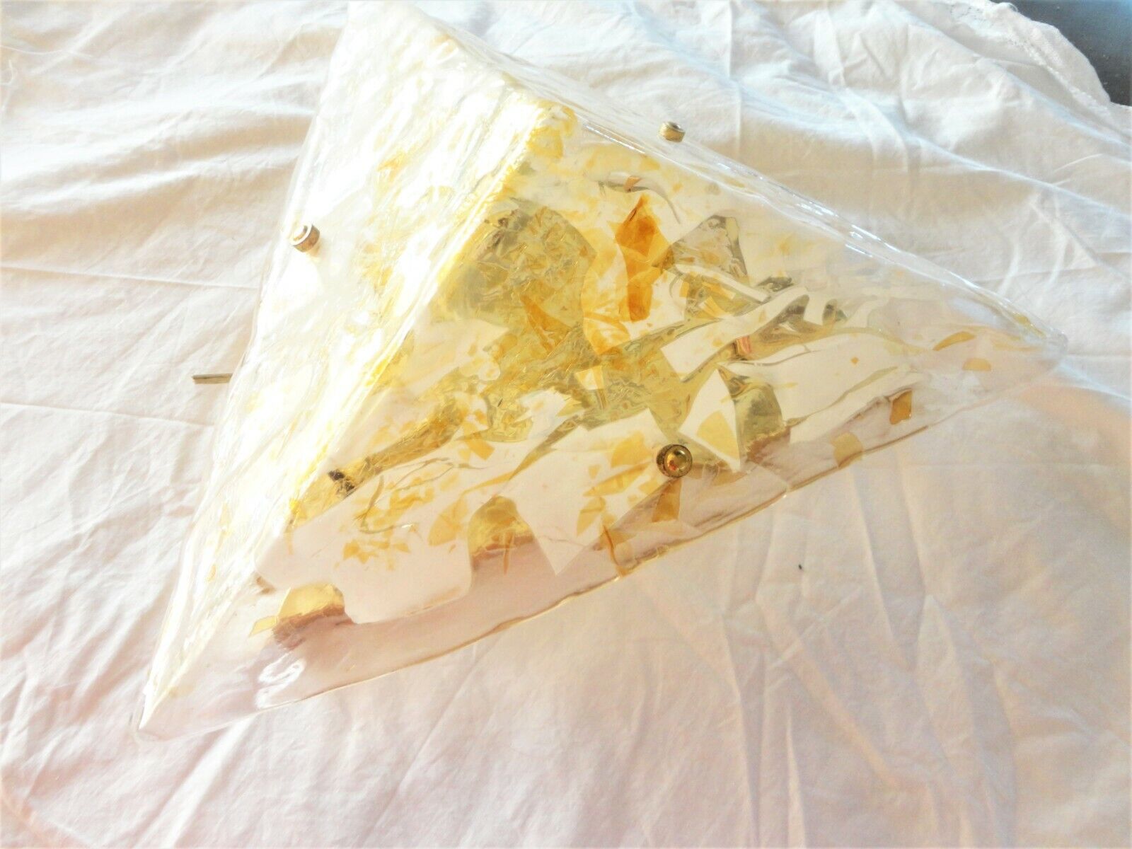 Murano glass ceiling lamp, Maestri Vetrai, mid century, triangle, gold, gilded