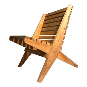 Chaise à ciseaux pliante en pin