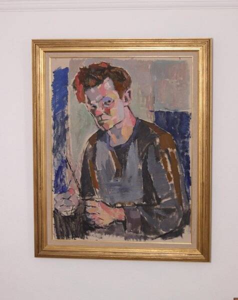 Original XL Swedish oil on canvas – portrait by Pär Thorell – dated 1955 – vintage & framed – 93 × 76 cm