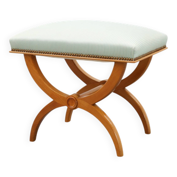 Empire style curule stool with striped upholstery, France, 20th century