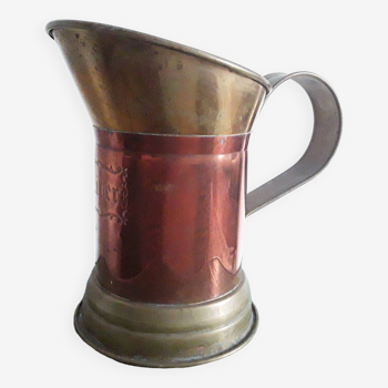 Vintage American copper and brass measuring pitcher