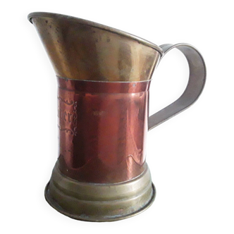 Vintage American copper and brass measuring pitcher