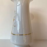 Ancient opaline vase Napoleon III gilding floral Fuchsia pattern
