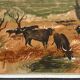 Large old painting signed K. Chamby - Scene of bulls / manade in Camargue
