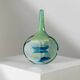 Vase lollipop vintage mdina en verre de murano soufflé à la main bleu-vert par michael harris, décor de table des années 1970.