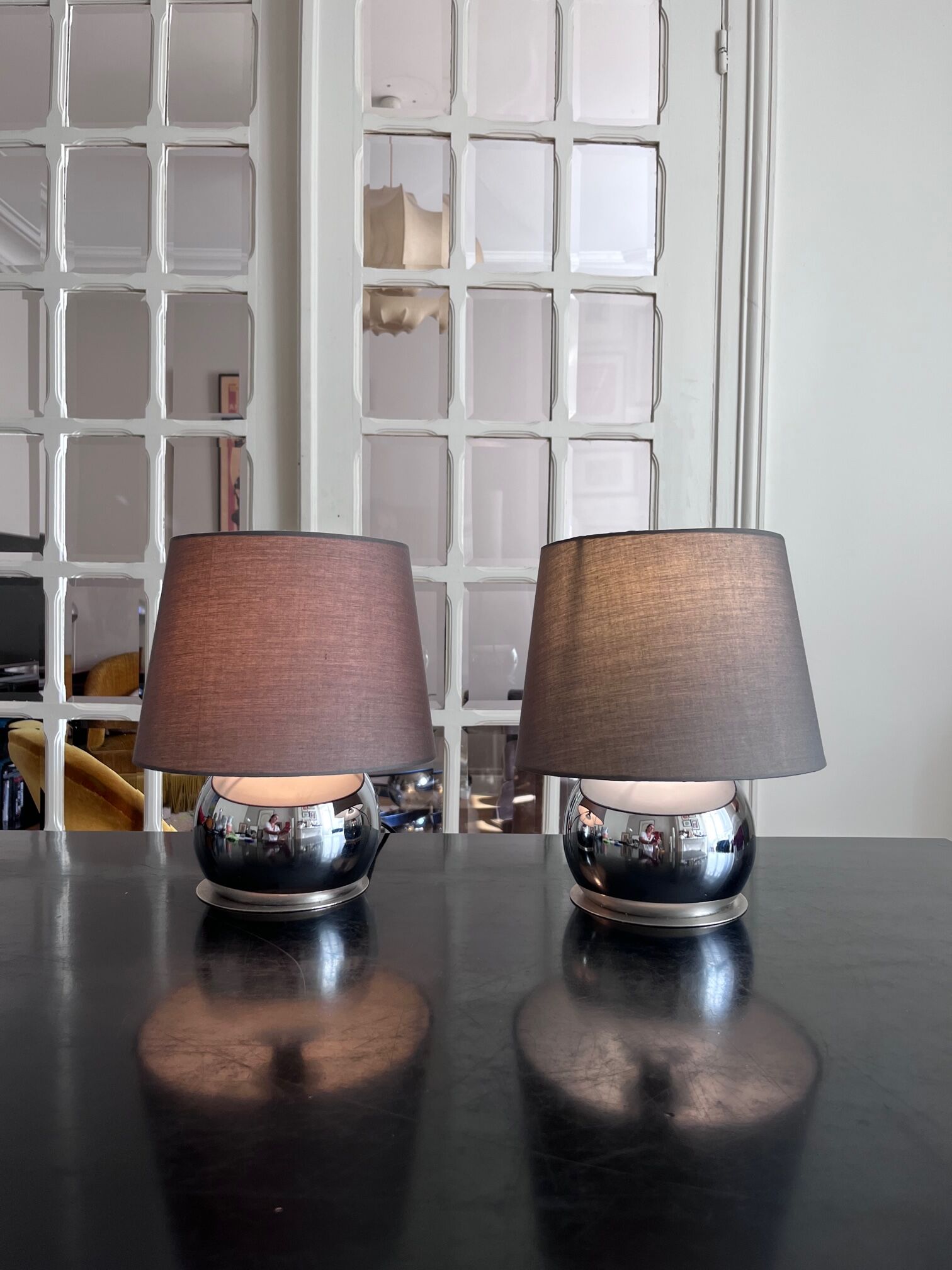 Pair of chrome lamps 1970