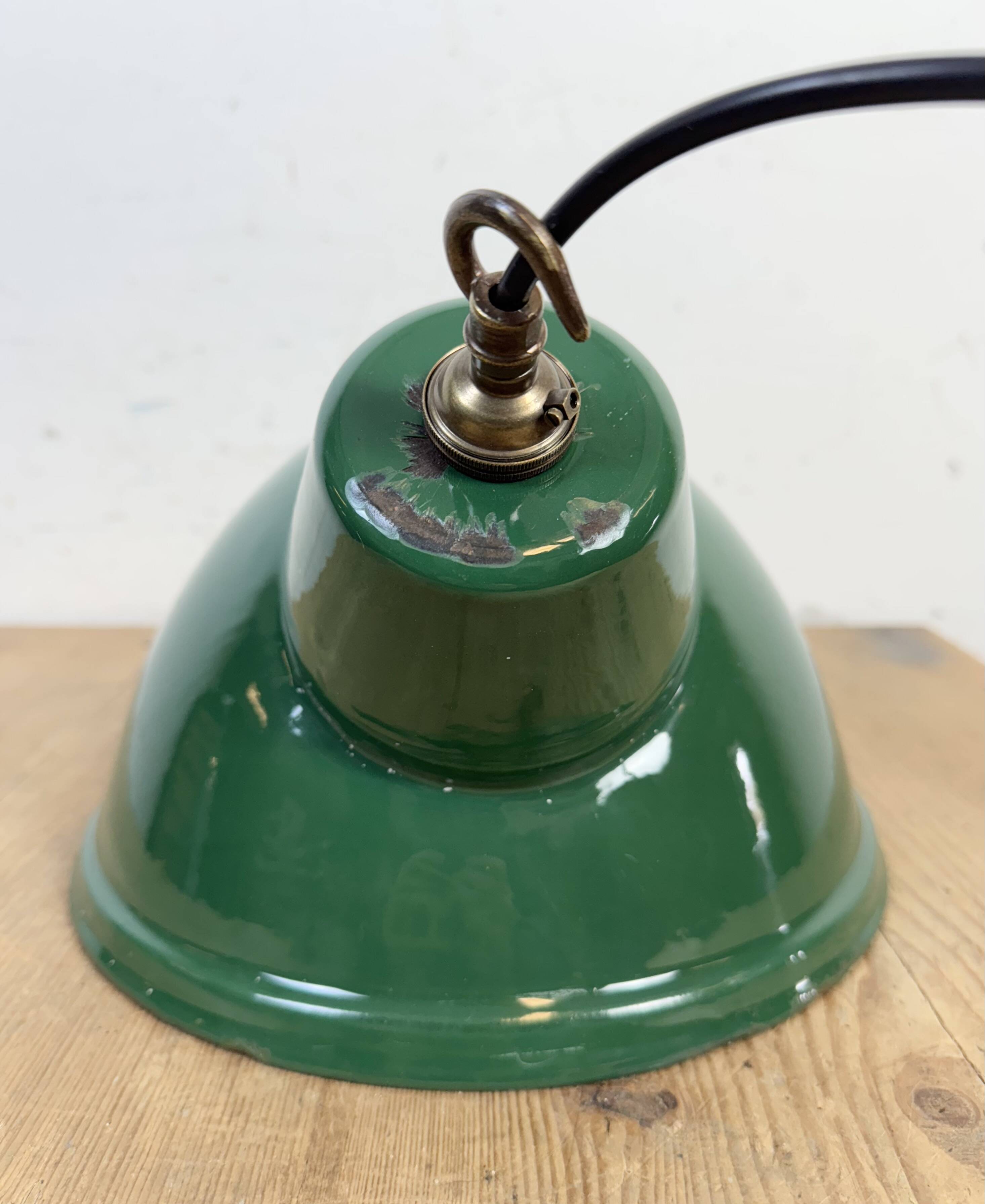 Industrial Green Enamel Factory Pendant Lamp, 1960s