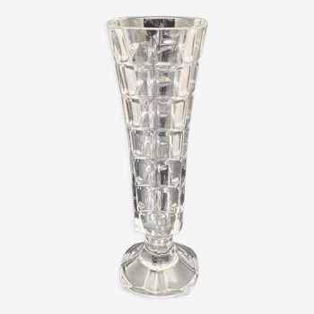 Vase en verre type soliflore à motifs carrés